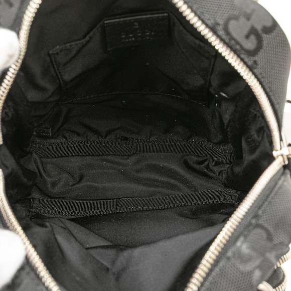 Gucci Black Nylon Leather Grid Bag GG Shoulder Off - Picture 4 of 8